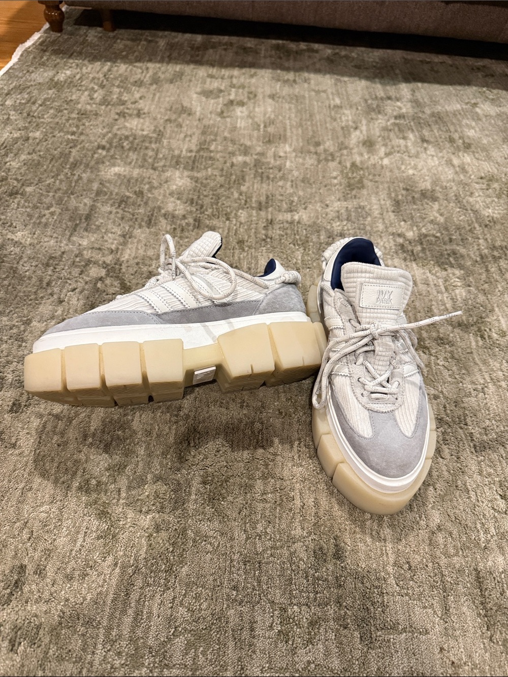 ADIDAS Women's Chunky Sole Sneakers in Light Gray and Cream